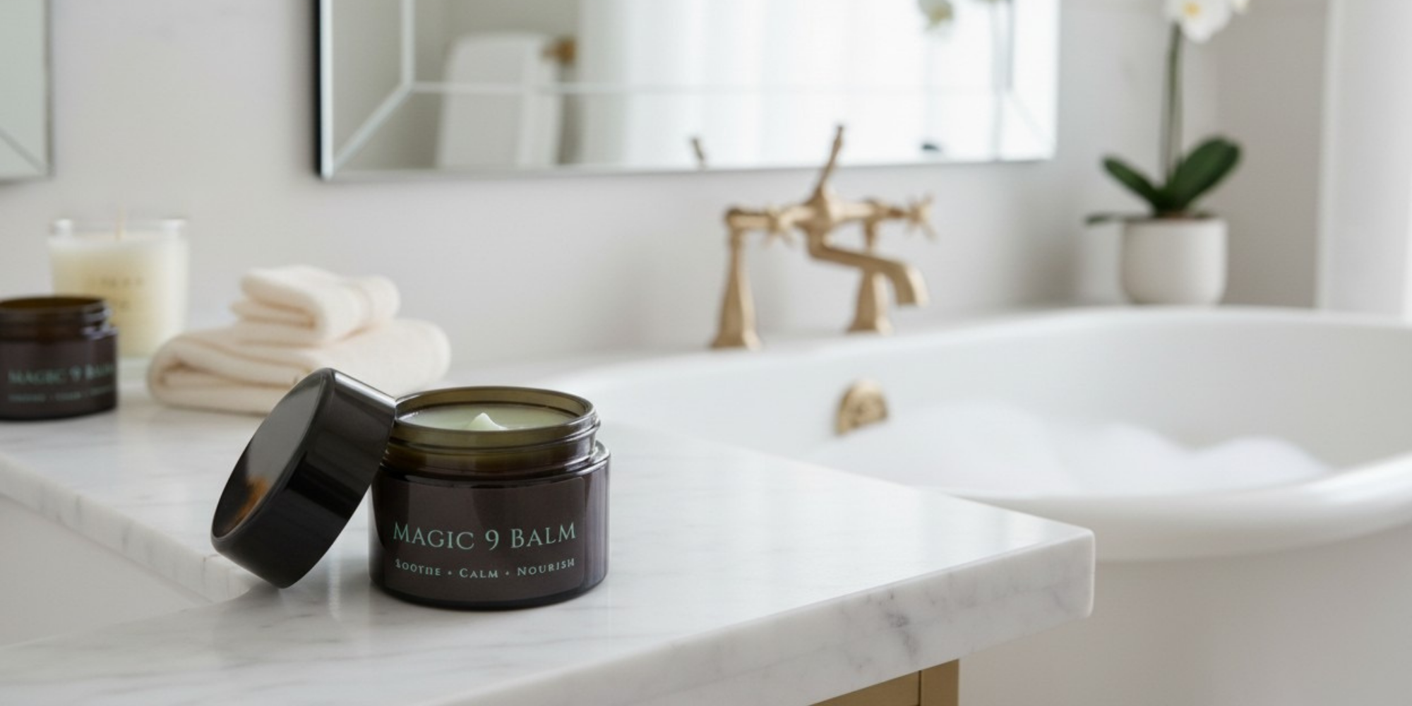 Magic 9 balm in bathroom